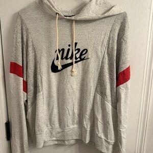 Nike Women's Gray Hoodie with Red Stripes